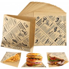 150 Stk Dickes Burger Papier, Deli Papierblätter, Käsepapier, Wasserdicht und Öl Burger Tüten, Sandwich Paper, Wrap Papier für Burgers, Pommes, Butterbrot, Käse, Kuchen, 15 x 15 cm